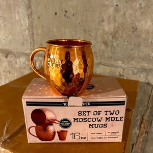 2 set Pure Copper Mug, Solid Copper Moscow Mule Mug Design.